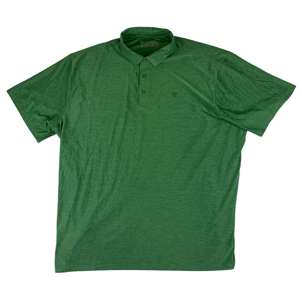Ariat Polo Shirt Men XXL Green AriatTEK Performance Short Sleeve Heathered